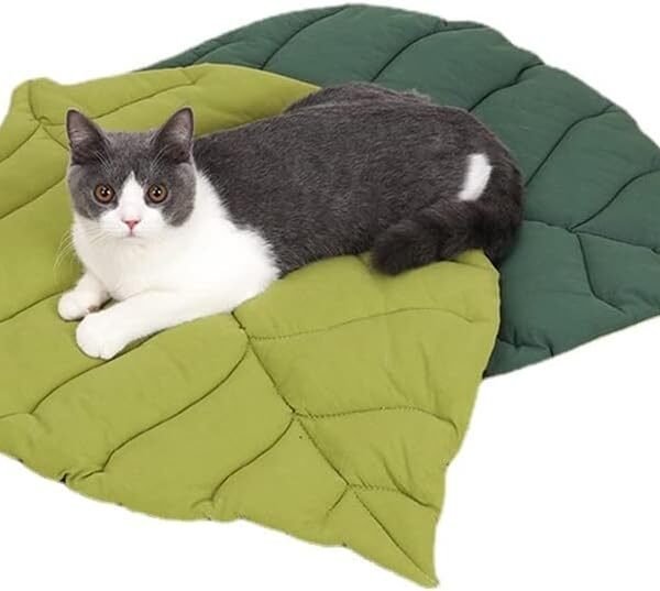 Leaf Shape Cat Nest and Dog Bed - Double-Sided, Warm and Comfortable Floor Mat Cover Pad - Cartoon Cat Bed Indoor Accessories