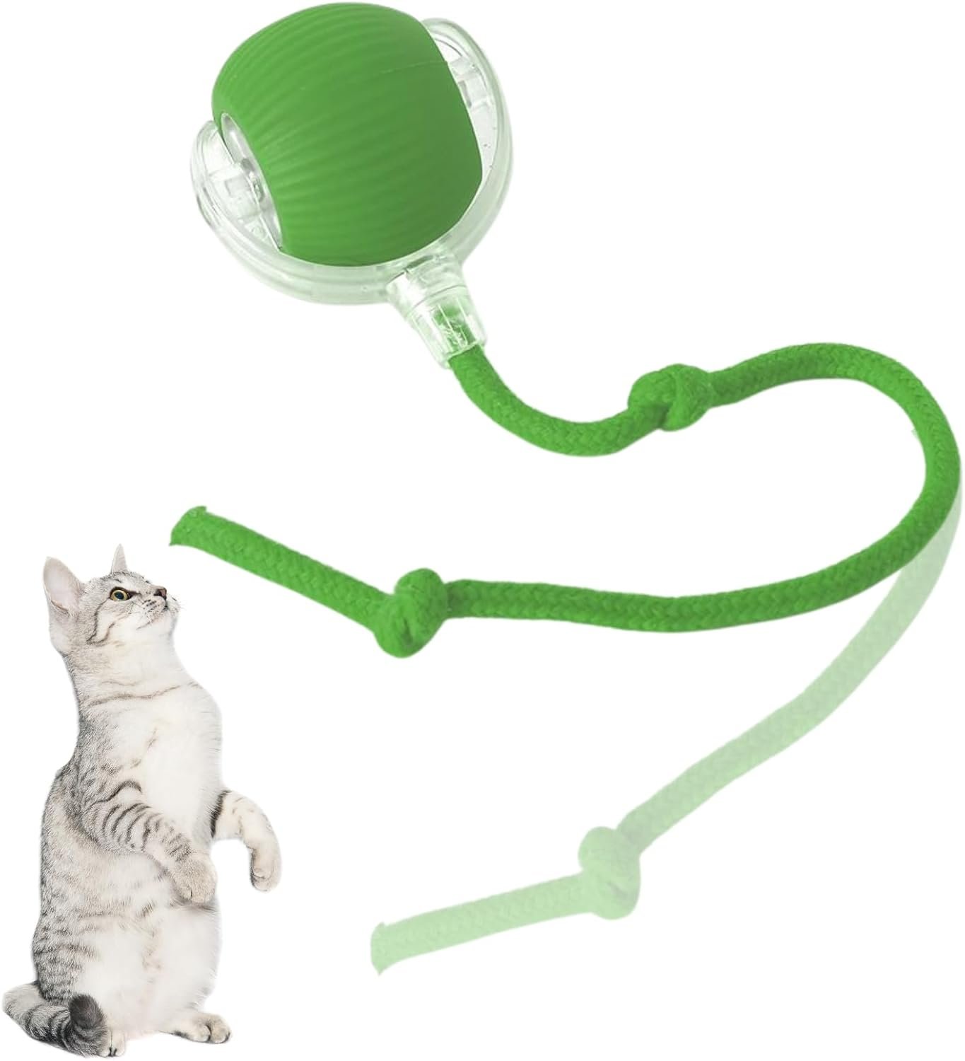 Interactive Cat Toys Ball, Automatic Moving Electric Cat Toy Rolling Ball for Indoor Cat Exercise, USB Rechargeable, Green