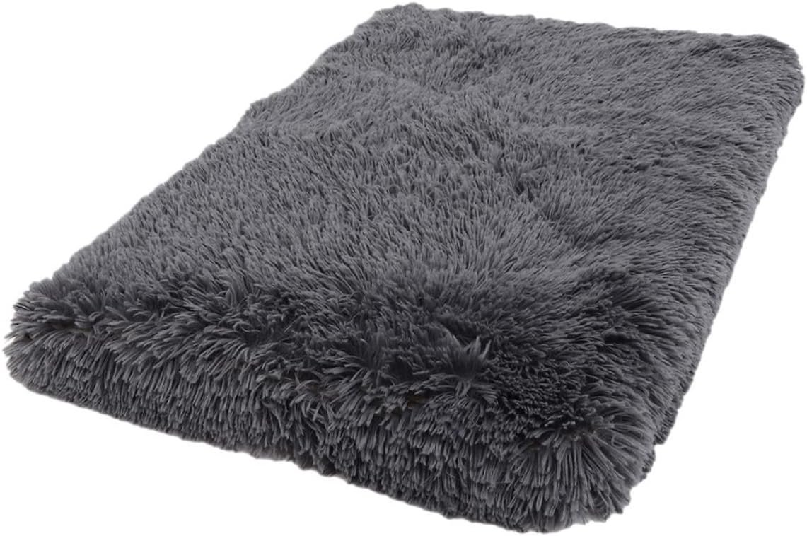 Plush Square Dog Bed Deep Sleep Pet Cushion Warm Puppy Cat Mattress for Indoor Use Soft Durable Cloth Material Cozy Non Slip Cushion for Dogs and Cats Dark Gray S