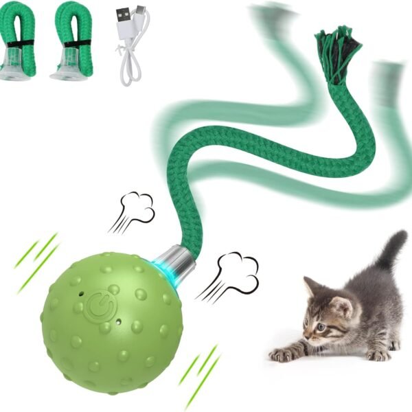 Interactive Cat Toys for Bored Indoor Adult Cats, Automatic Fast Move On Carpet, Bird Chirping & Motion Activated Cat Ball