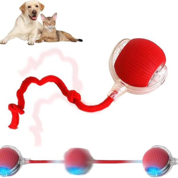 Interactive Dog Ball, Interactive Rolling Dog Ball, Interactive Electric Automatic Rolling Moving Rechargeable Self Play Stimulation Toy, 360 Smart Self-Rolling Kitty Toys for Cats & Dogs