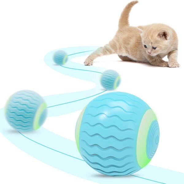 Interactive Cat Toy Ball, Electric Cat Ball with LED Lights, Rolling Cats Toy and Smart Automatic Moving Toy Balls for Cats, Kitten, Dogs with Type-C Charge