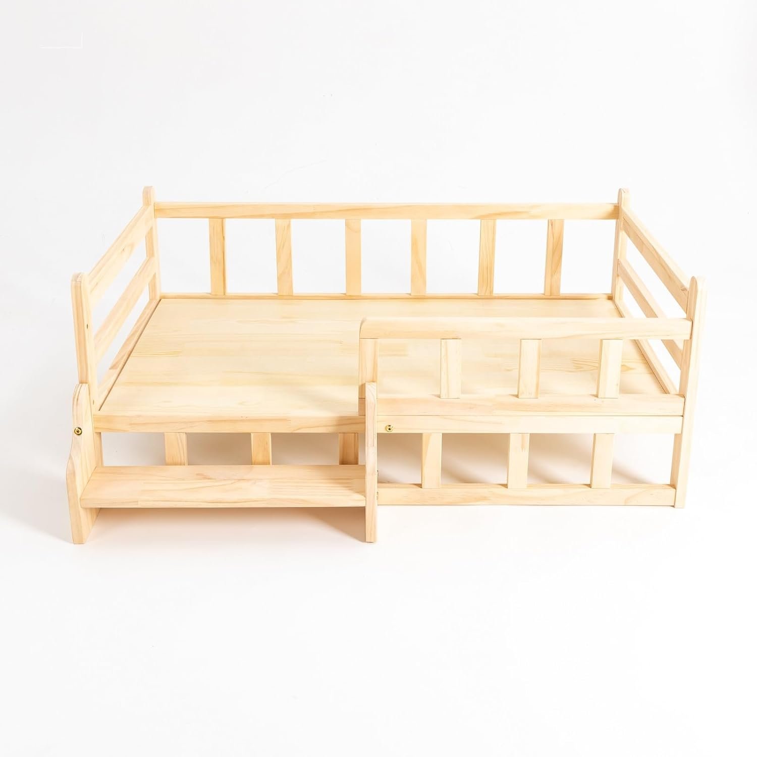 Wooden Pet Bed Elevated Dog Bed with Rails Solid Wood Cat Bed Frame Indoor Use Large - 37.8x22.1in - Image 2