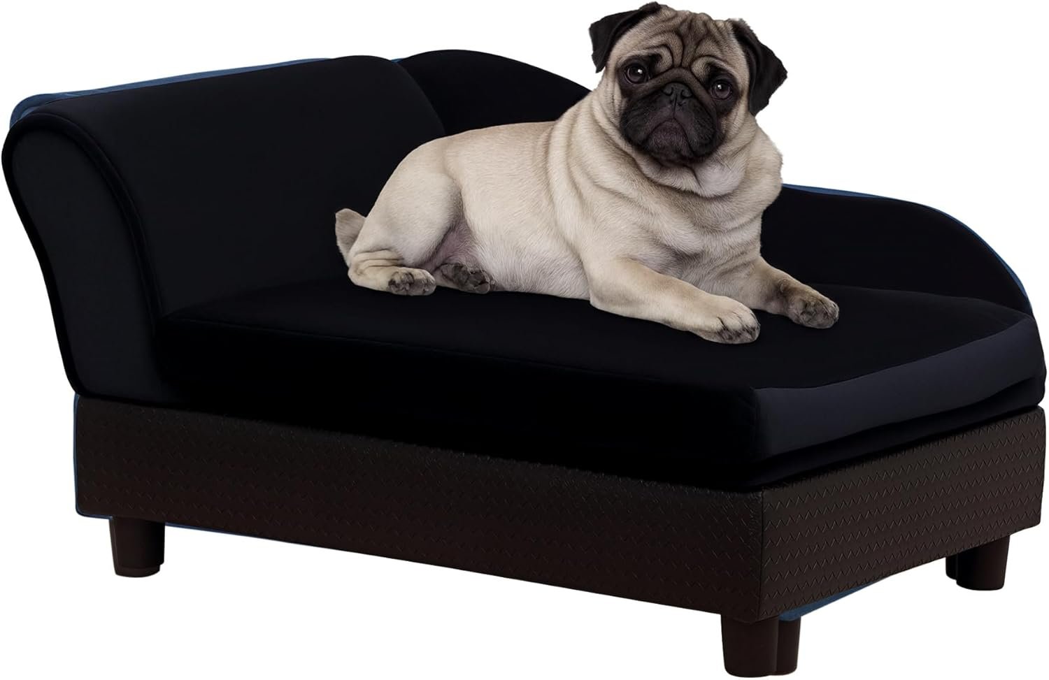 Luxury Fancy Dog Couch with Hidden Storage, Small Dog Sofa Bed with 2" Soft Foam, Modern Pet Furniture for Puppies & Little Breeds, Black