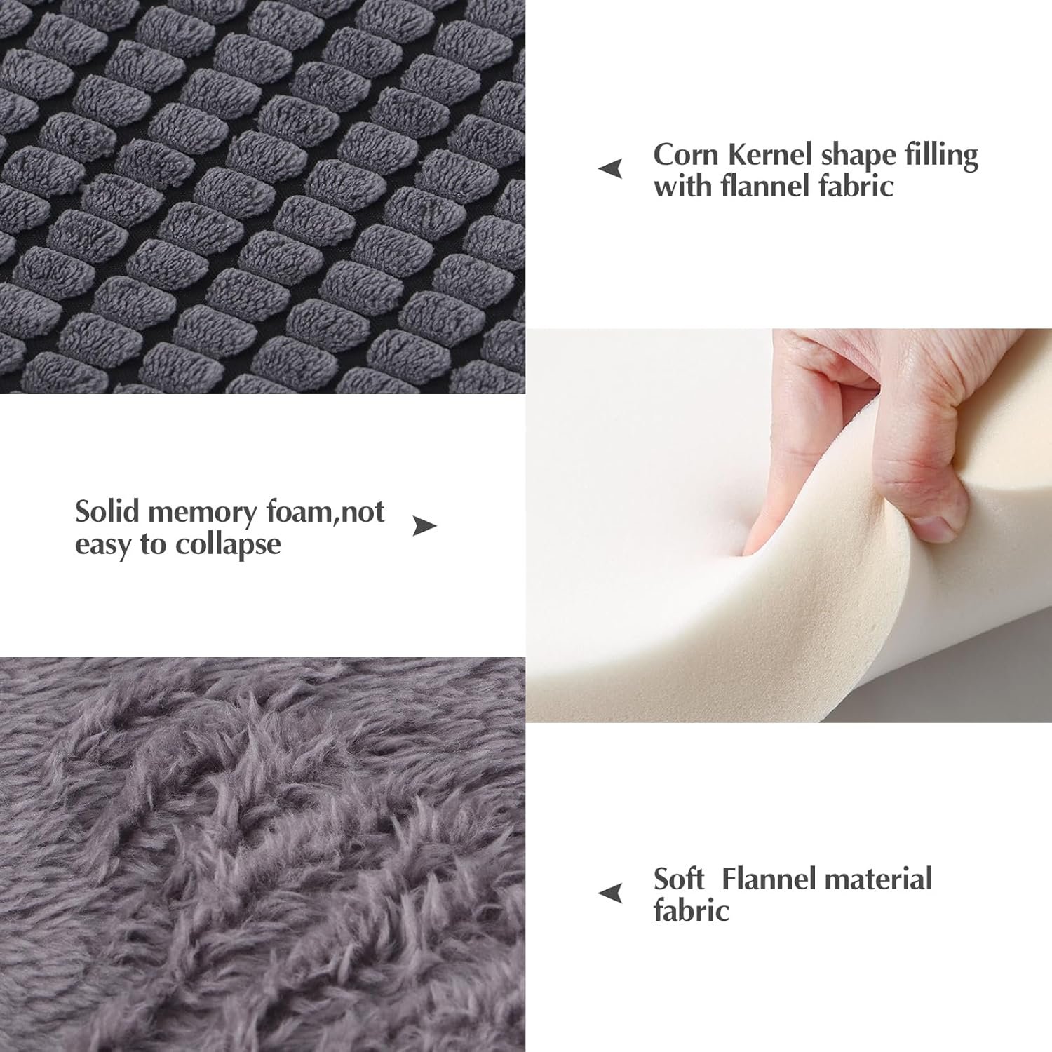 Dog Bed Mat,Reversible Dog Crate Pad, Memory Foam Soft Warm Pet Cushion for Small Medium Dogs, Washable Pet Sleeping Mattress Kennel Pad XH079 (30''x20''x1.6'',Light Grey) - Image 2