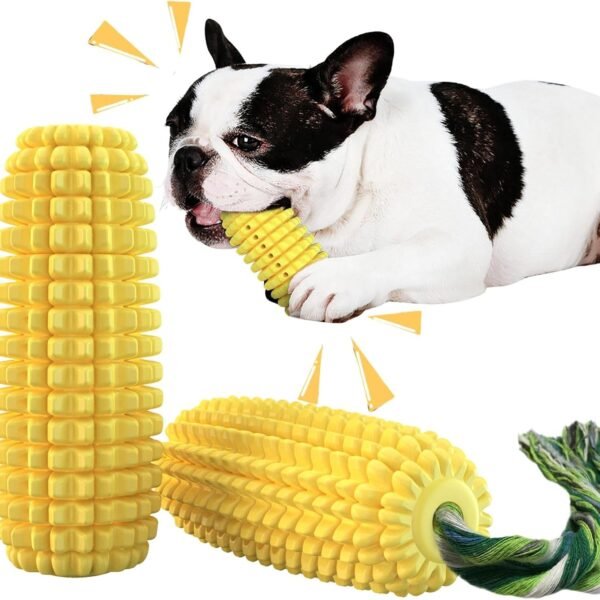 Dog Chew Toys for Aggressive Chewers,Corn Interactive Squeaky Dog Toys for Puppy Medium Breed,Tough Rubber Dental Chew Dog Toys