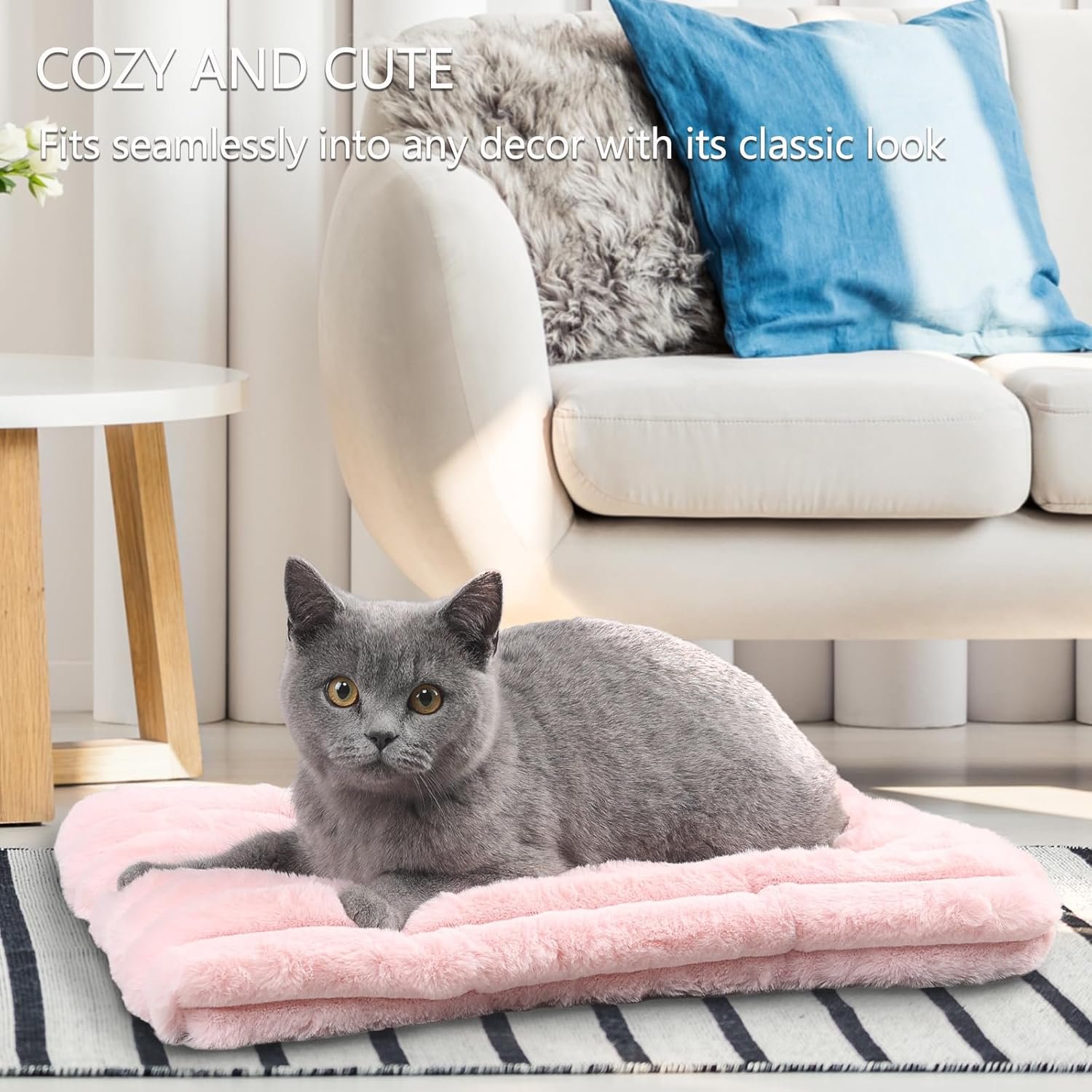 Extra Small Dog Crate Pad 18 x 12 Dog Beds for Tiny Dogs Deluxe Corduroy Fleece Fluffy Comfy Kennel Pad Washable Cute Flat Cat Bed Mat Pink Pet Sleeping Cushion for Mini Small Puppy Breeds XS - Image 2