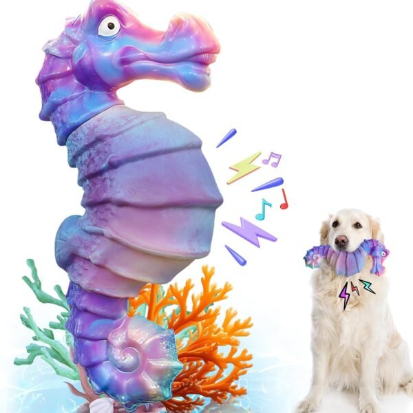 Dog Chew Toys for Aggressive Chewers: Squeaky Dog Chew Toys for Large Dogs-Tough Interactive Toys for All Breeds-Rubber Belly- ChewToys with Fun Squeaky Sound for Boredom