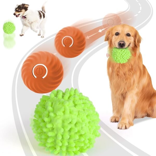Interactive Ball for Dogs, Automatic Moving Dog Toy Ball with Cover, Bouncing & Rotating Electric Pet Balls for All Breed Sizes Dogs, Interactive Rolling Balls Dog Toys to Keep Them Busy (Green)