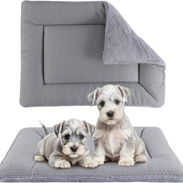 Dog Bed Mat, Crate Pad Reversible,Soft Kennel Pad, Washable Dog Crate Mat (Cool and Warm),Pet Sleeping Mattress for Small Medium Dogs XB009 (18''x13'',Grey)