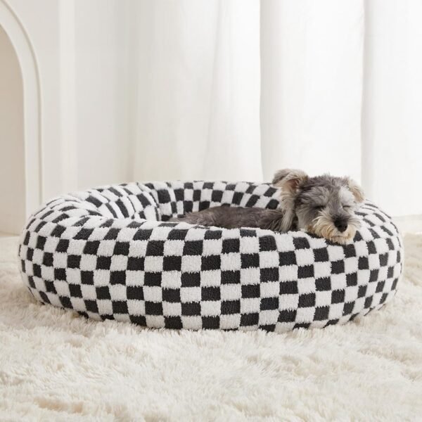 Donut Dog Bed for Small Dogs, Round Cat Beds for Indoor Cats, Calming Pet Bed for Puppy and Kitty with Non-Slip Bottom, Cute Fancy Dog Bed Machine Washable Puppy Bed