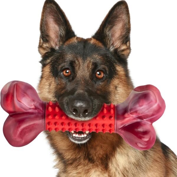 Tough Dog Toys for Aggressive Chewers Large Breed, Beef Flavor Dog Chew Bone, Nylon & Rubber Chew Toy for Medium Large Dogs