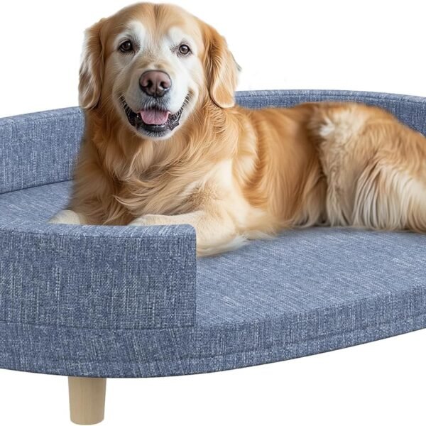 Dog Couch, Pet Sofa Bed for Large Dogs, Elevated Dog Sofa with Removable Top, Washable Cover, Blue