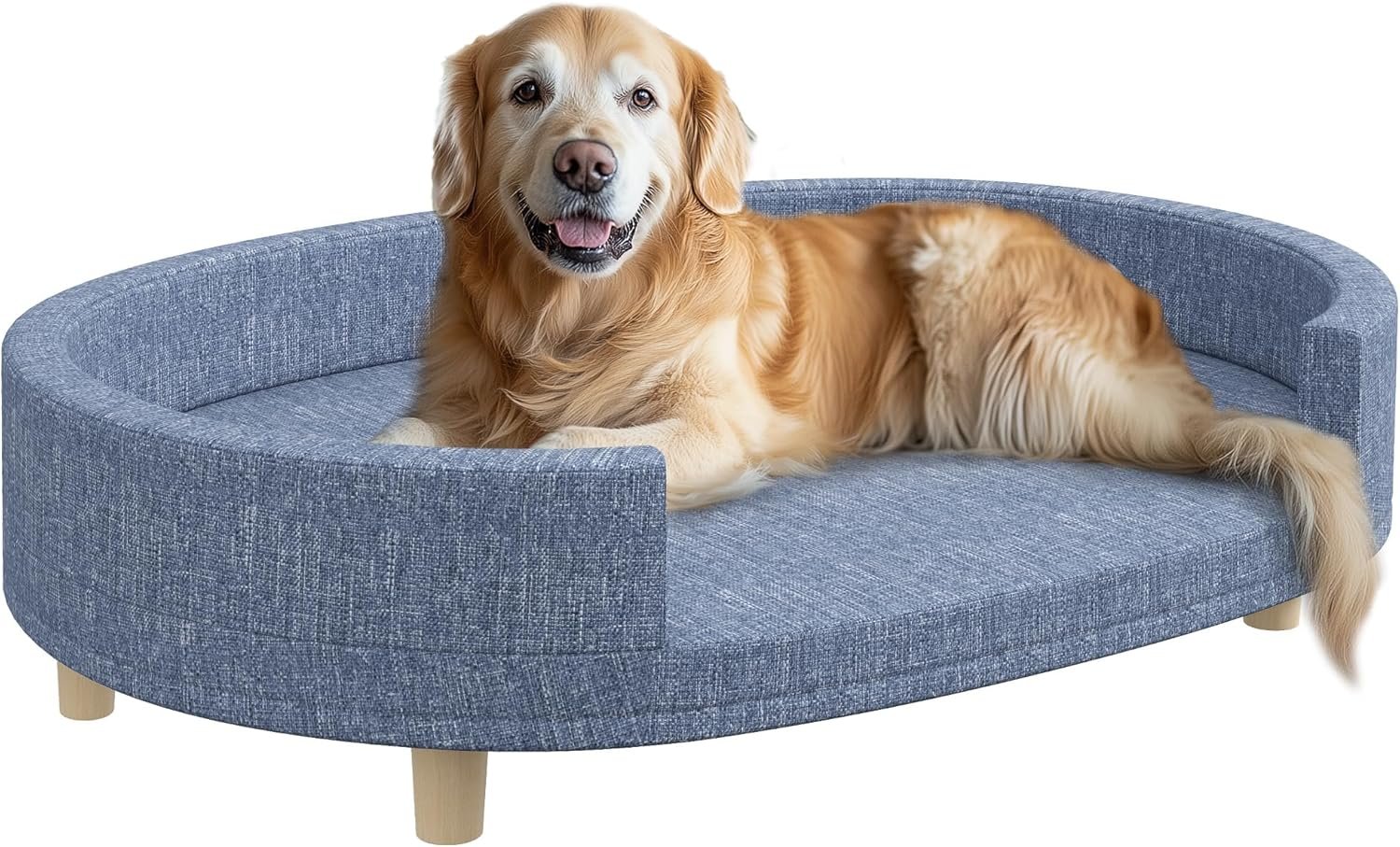 Dog Couch, Pet Sofa Bed for Large Dogs, Elevated Dog Sofa with Removable Top, Washable Cover, Blue