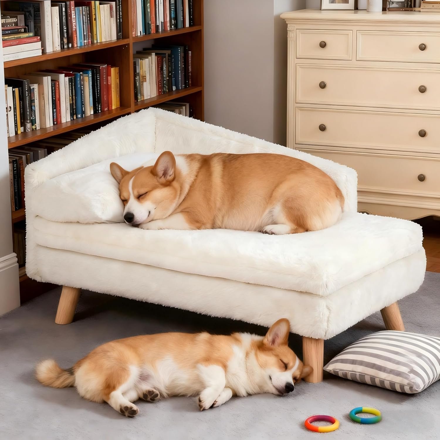 Elevated Pet Bed,Nordic Pets Sofa with Cozy Pad Waterproof,Dog Chair with Sturdy Wood Legs for Small Doggys Kittens - Image 2